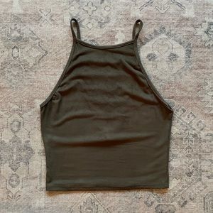 Full Tilt Faux Suede Green Crop Top